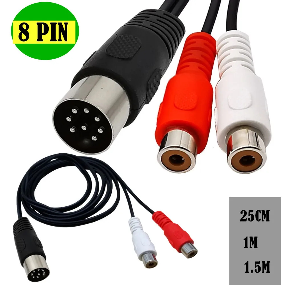 Musical Instrument Symbols - Din 8 Pin naar 2RCA Kabel