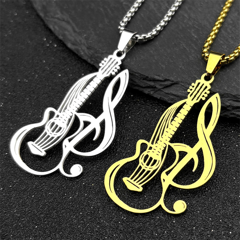 Musical Instrument Symbols - Hiphop Elektrische Gitaar Muziek Hanger Ketting