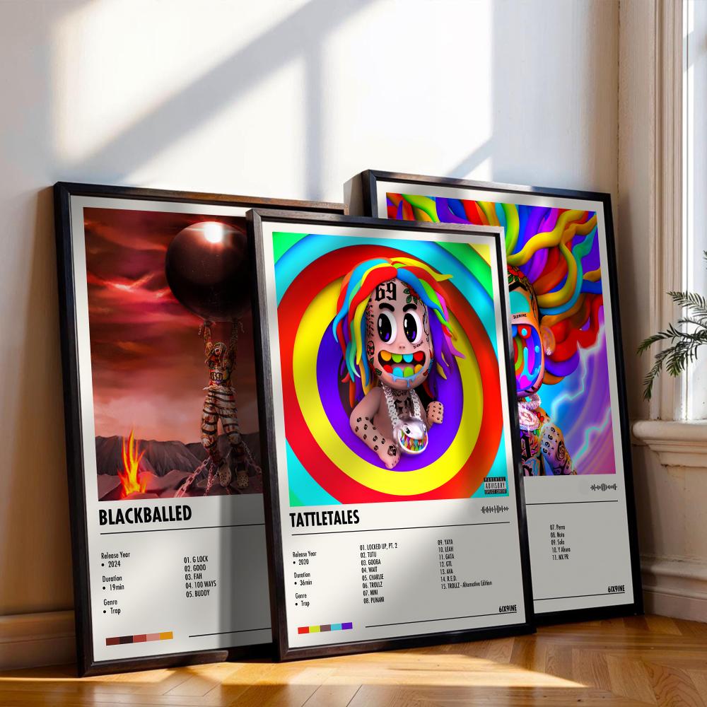 Musical Instrument Painting - 6ix9ine Poster Muziek Album Cover Voor